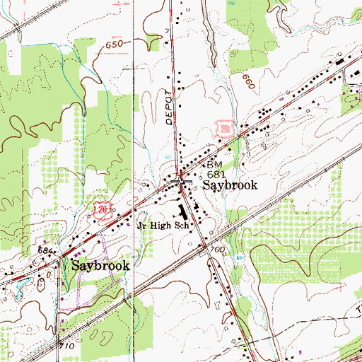 Topographic Map of Saybrook, OH