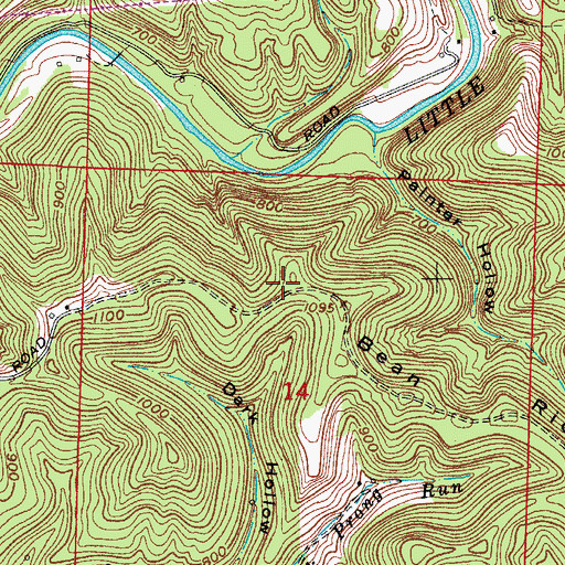 Topographic Map of Bean Ridge, OH