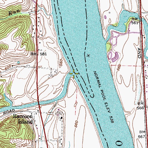 Topographic Map of Bear Run, OH