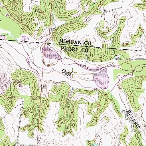 Topographic Map of Bennett Run, OH