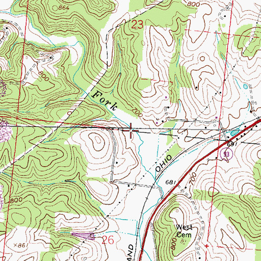 Topographic Map of Black Fork, OH