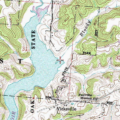 Topographic Map of Bloody Run, OH