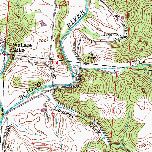 Topographic Map of Blue Ash Run, OH