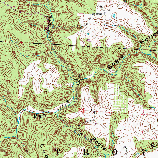 Topographic Map of Bogie Hollow, OH