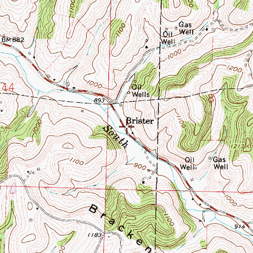 Topographic Map of Brister, OH
