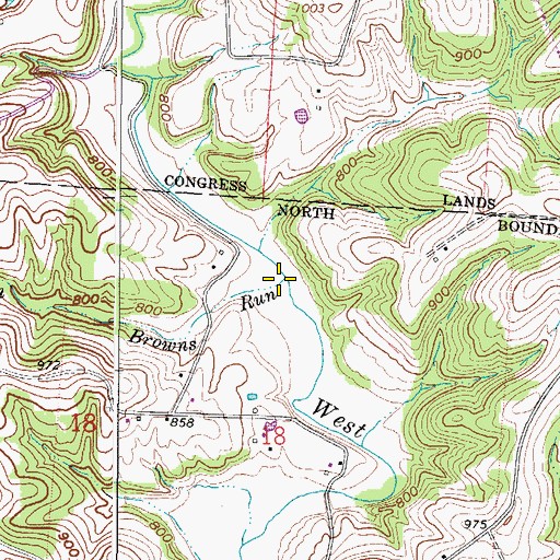 Topographic Map of Browns Run, OH