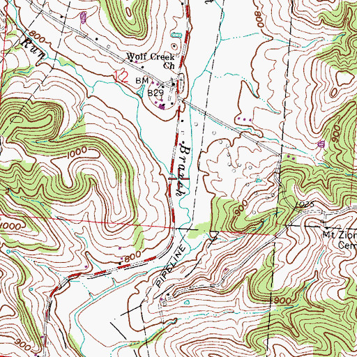 Topographic Map of Buck Run, OH