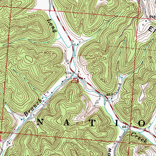Topographic Map of Camp Branch Long Creek, OH
