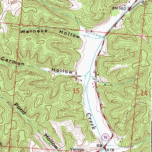 Topographic Map of Carmon Hollow, OH