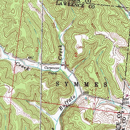 Topographic Map of Carpenter Creek, OH