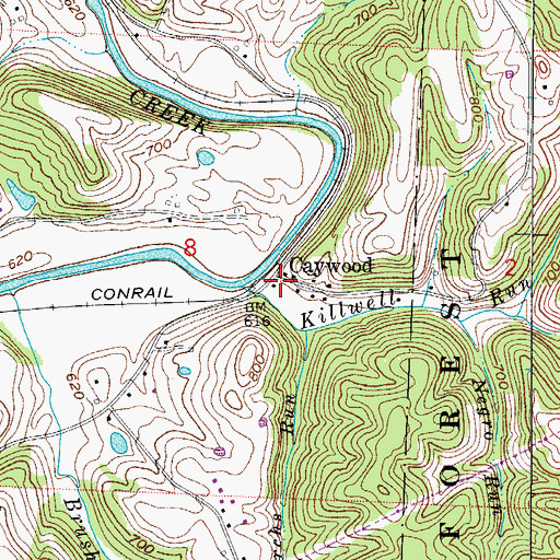 Topographic Map of Caywood, OH