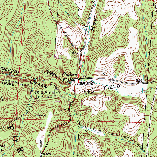 Topographic Map of Cedar Falls, OH