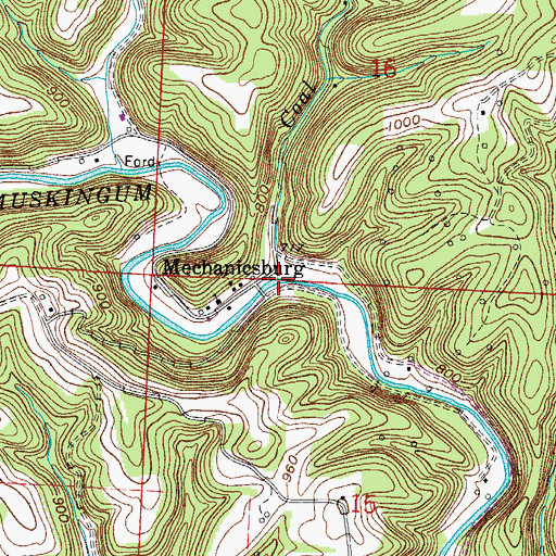 Topographic Map of Coal Run, OH