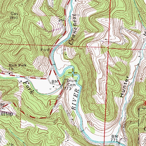 Topographic Map of Cranenest Fork, OH