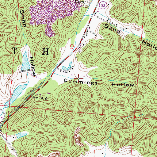 Topographic Map of Cummings Hollow, OH