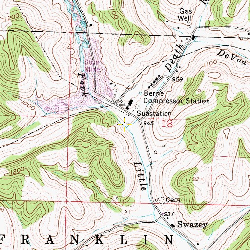 Topographic Map of Death Run, OH