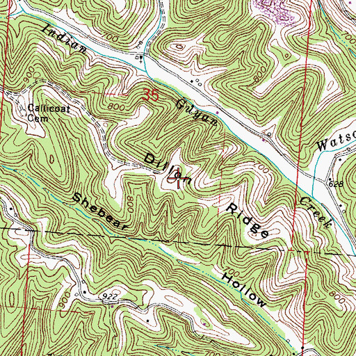 Topographic Map of Dillon Ridge, OH