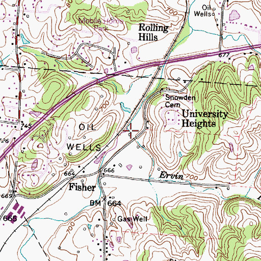 Topographic Map of Ervin Run, OH