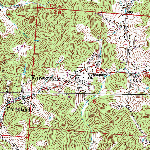 Topographic Map of Forestdale, OH