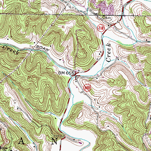 Topographic Map of Georges Creek, OH