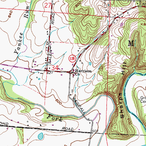 Topographic Map of Harrison Church, OH