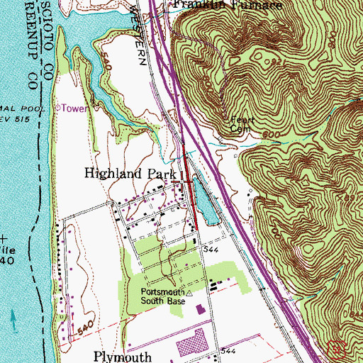Topographic Map of Highland Park, OH
