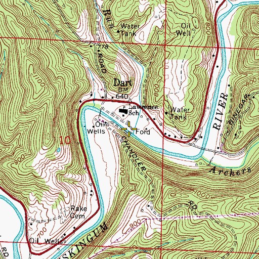 Topographic Map of Hog Run, OH