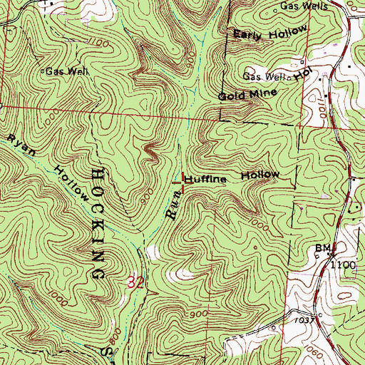 Topographic Map of Huffine Hollow, OH