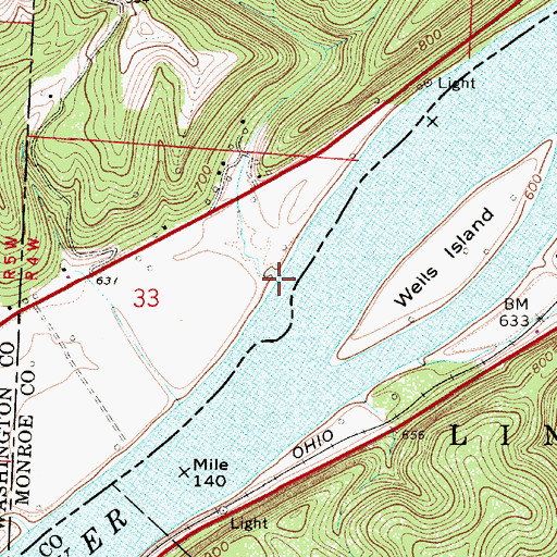 Topographic Map of Jims Run, OH
