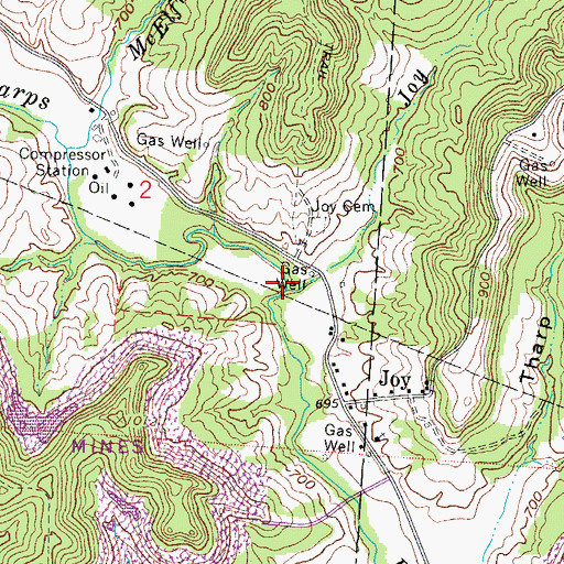 Topographic Map of Joy Run, OH