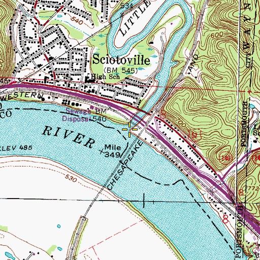 Topographic Map of Little Scioto River, OH
