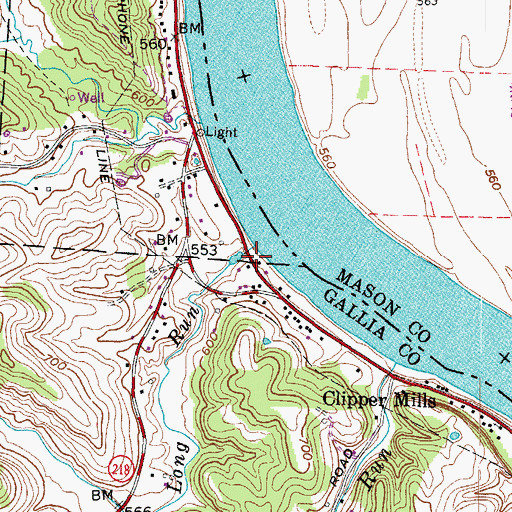 Topographic Map of Long Run, OH