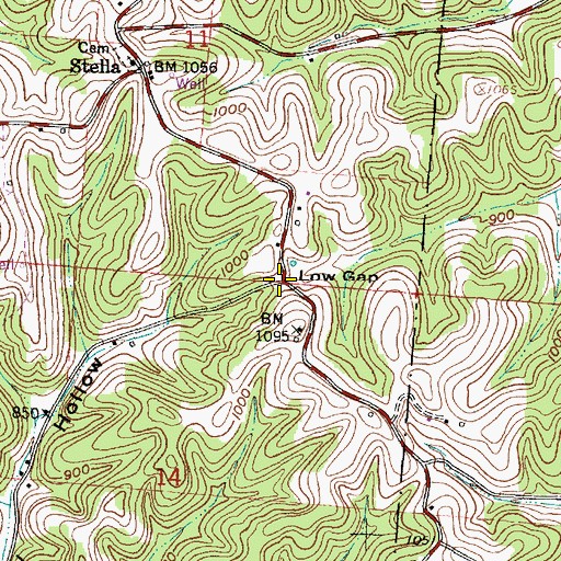 Topographic Map of Low Gap, OH
