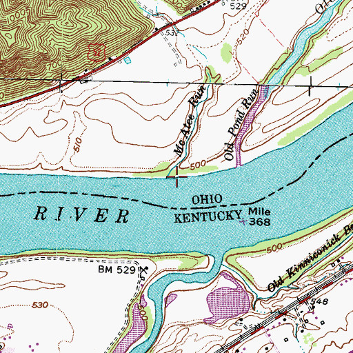 Topographic Map of McAtee Run, OH
