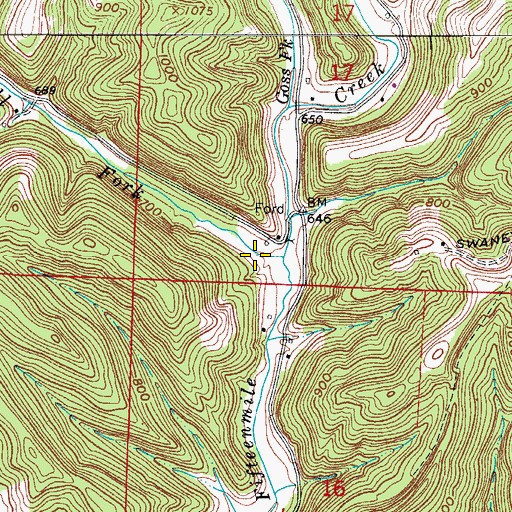 Topographic Map of Mill Fork, OH