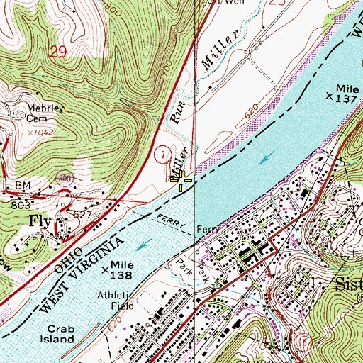 Topographic Map of Miller Run, OH