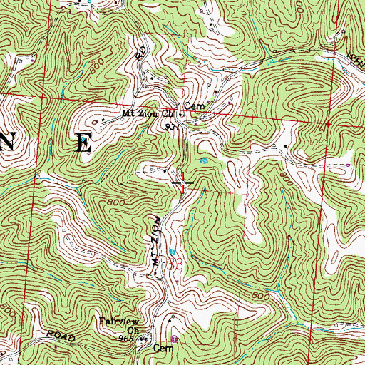 Topographic Map of Mount Zion Church, OH