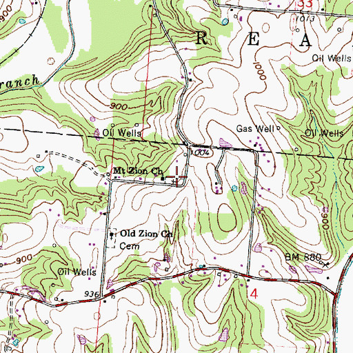 Topographic Map of Mount Zion United Brethren in Christ Church, OH