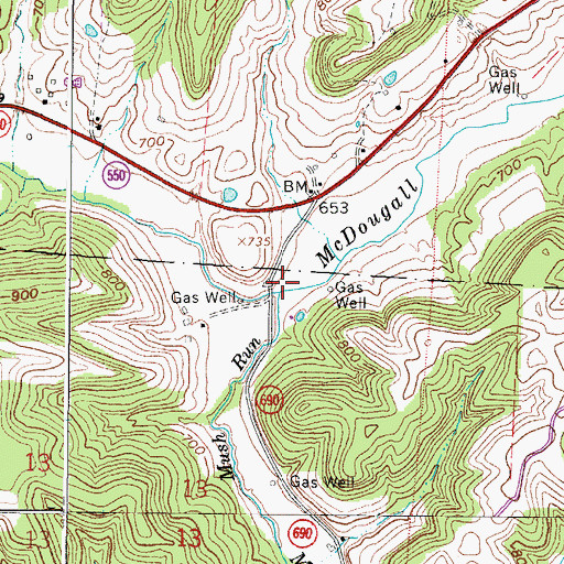 Topographic Map of Mush Run, OH