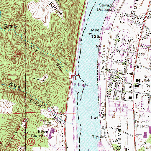Topographic Map of Narrows Run, OH