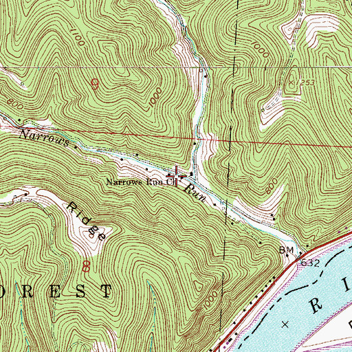 Topographic Map of Narrows Run Church, OH