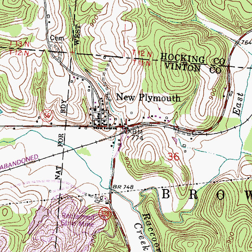 Topographic Map of New Plymouth, OH