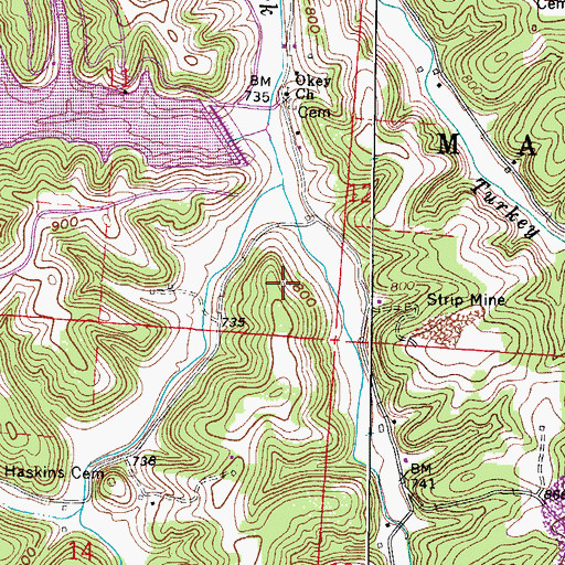 Topographic Map of Okey Church, OH