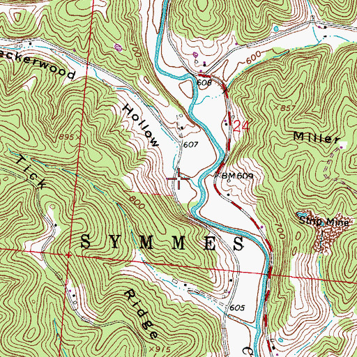 Topographic Map of Peckerwood Hollow, OH