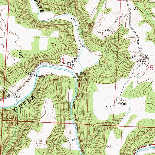 Topographic Map of Piney Fork, OH