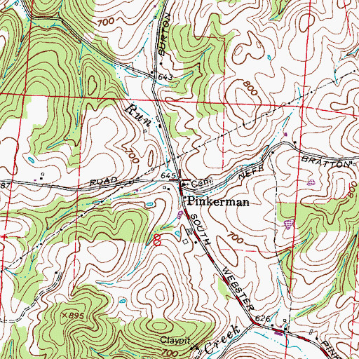 Topographic Map of Pinkerman, OH