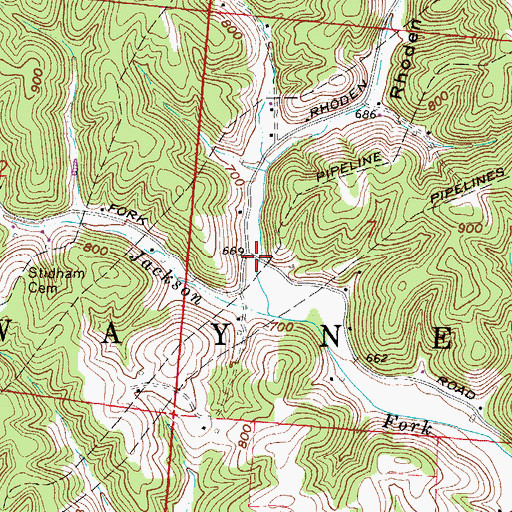 Topographic Map of Rhoden Hollow, OH