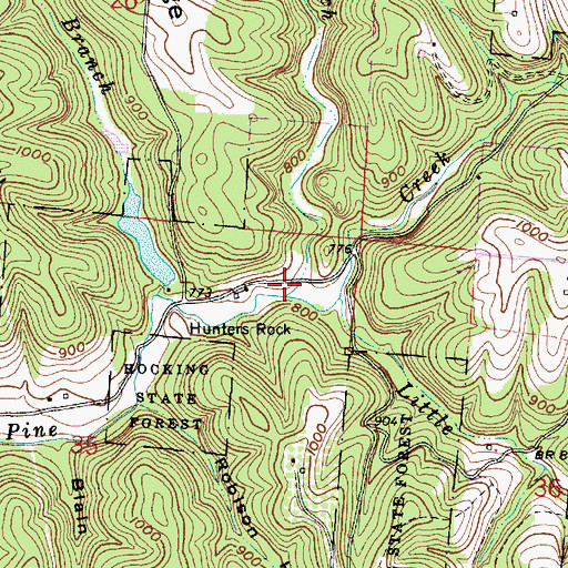 Topographic Map of Rocky Branch, OH