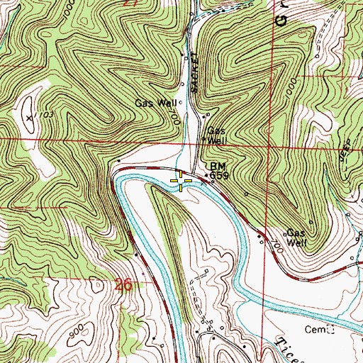 Topographic Map of Sacket Run, OH