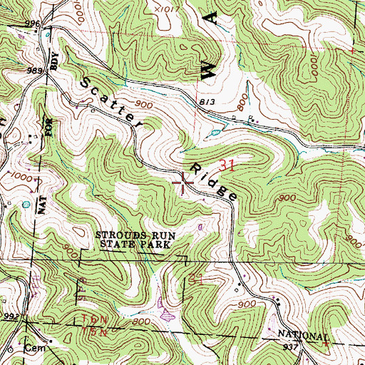Topographic Map of Scatter Ridge, OH